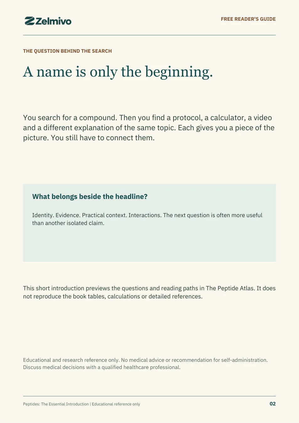 Peptides: The Essential Introduction, page 2: The question behind the search