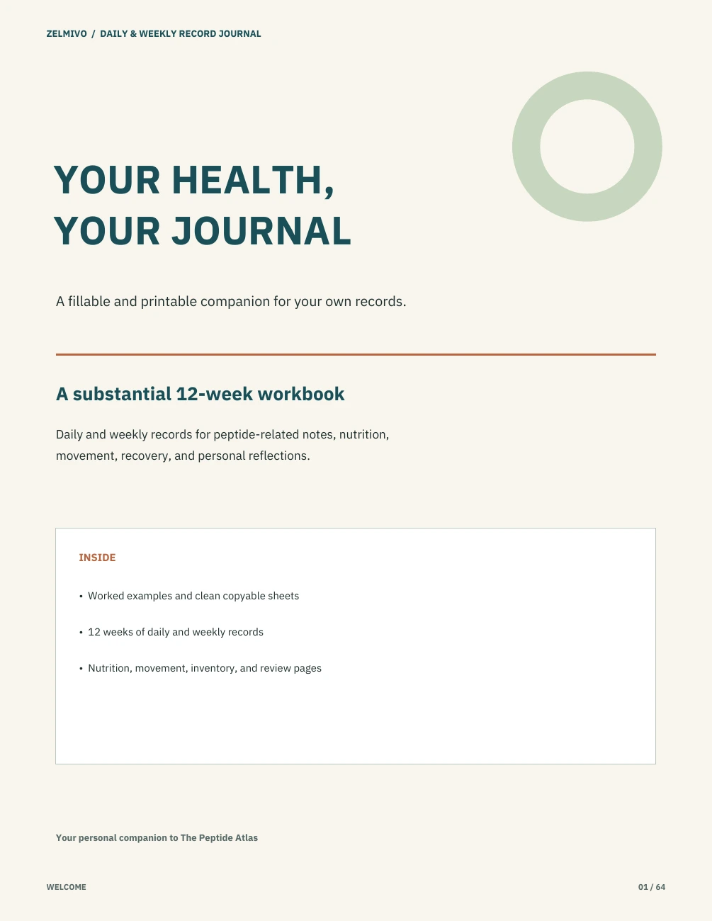 Welcome page from the Daily and Weekly Record Journal